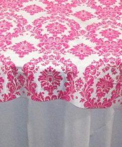 Damask Flocking Taffeta Overlay Fuchsia & White
