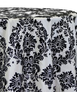 Damask Flocking Taffeta Overlay Black and White